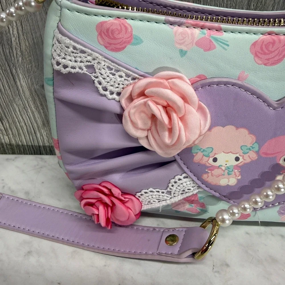 Sanrio My Melody My Sweet Piano Floral Pearl Strap Shoulder Bag Pastel Kawaii
